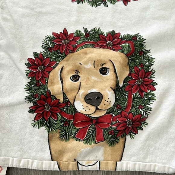 Golden Retriever Christmas Wreath Tea Kitchen Towel - Picture 2 of 5
